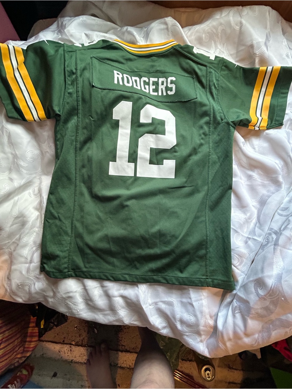 NFL Green Rodgers #12 Men’s Jersey with Yellow & White Accents